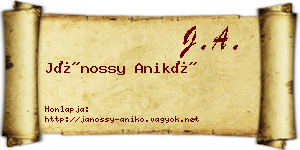 Jánossy Anikó névjegykártya